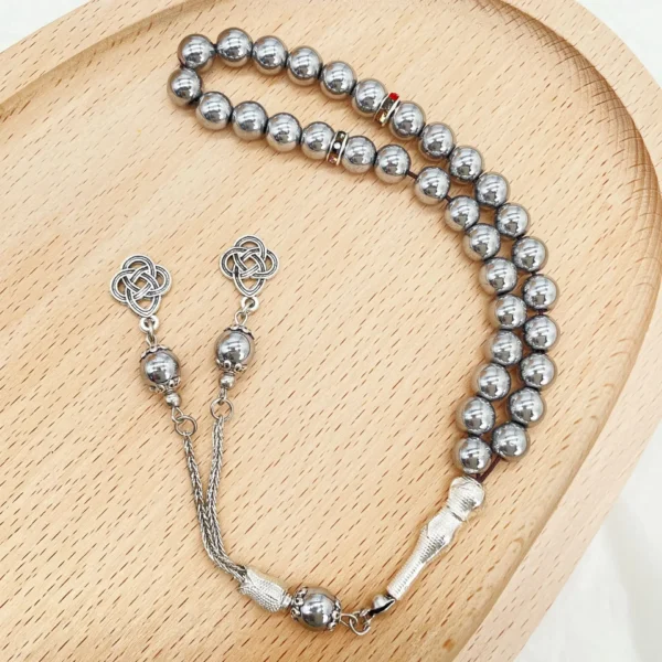 Gold or Silver Hematite Stone Tasbihs - Image 2